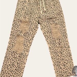Easel Tan Leopard Print Pants